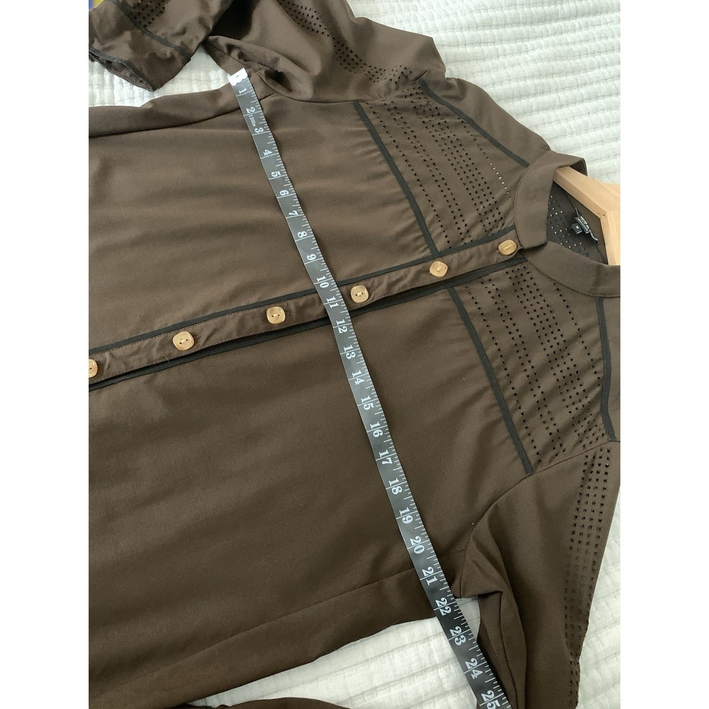 Worth New York Top Tunic Sz M Brown Perforated Tortoise Button Wool Lightweight - Picture 8 of 10